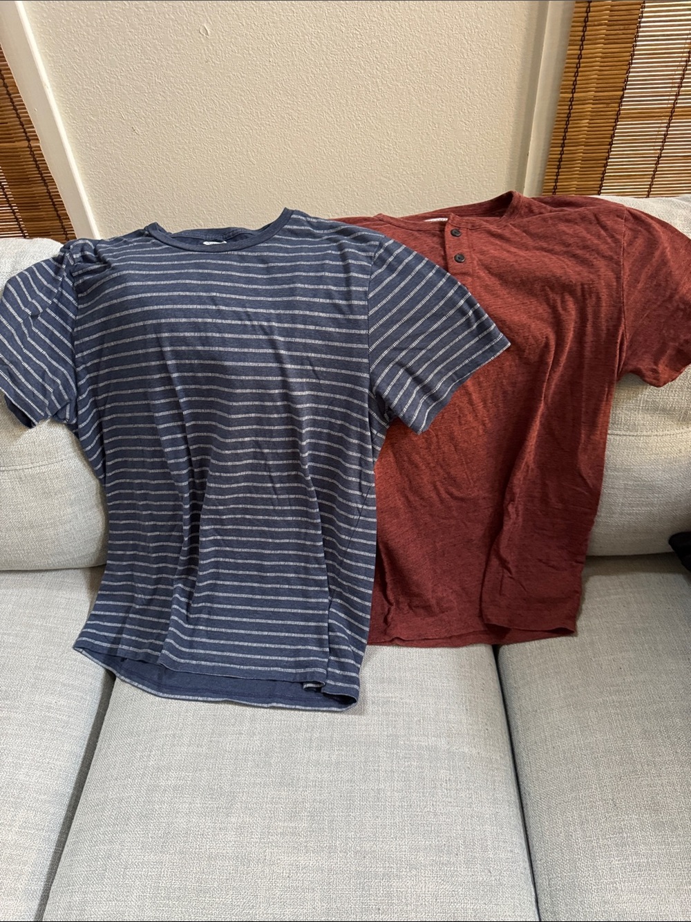 Old Navy Navy Striped Tee & Rust Short-Sleeve Henley